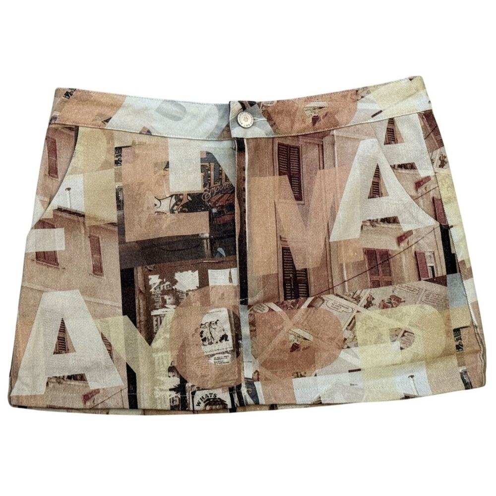 Womens Mini Skirt Neutral Film Graphic A-Line Size 2 NWT Peppermayo On The Edge - Picture 4 of 15